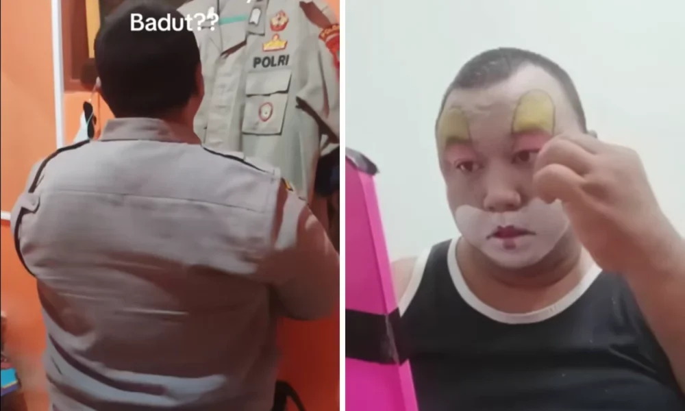 Haru! polisi di bangka belitung rela jadi badut demi tambah penghasilan