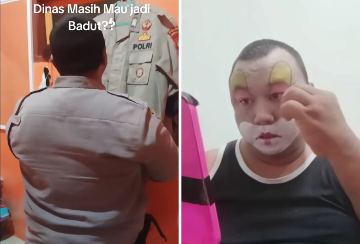 Haru! polisi di bangka belitung rela jadi badut demi tambah penghasilan