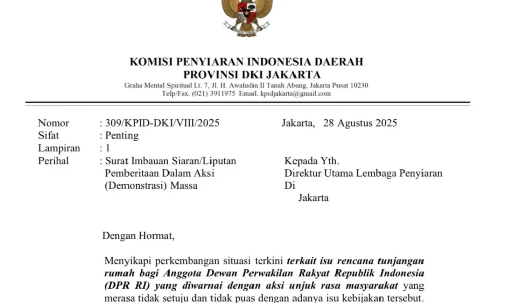 Kpid jakarta keluarkan surat edaran, larang media eksploitasi kekerasan dalam liputan demo