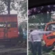 Kecelakaan di ciater tangsel, truk fuso tabrak pohon hingga tumbang