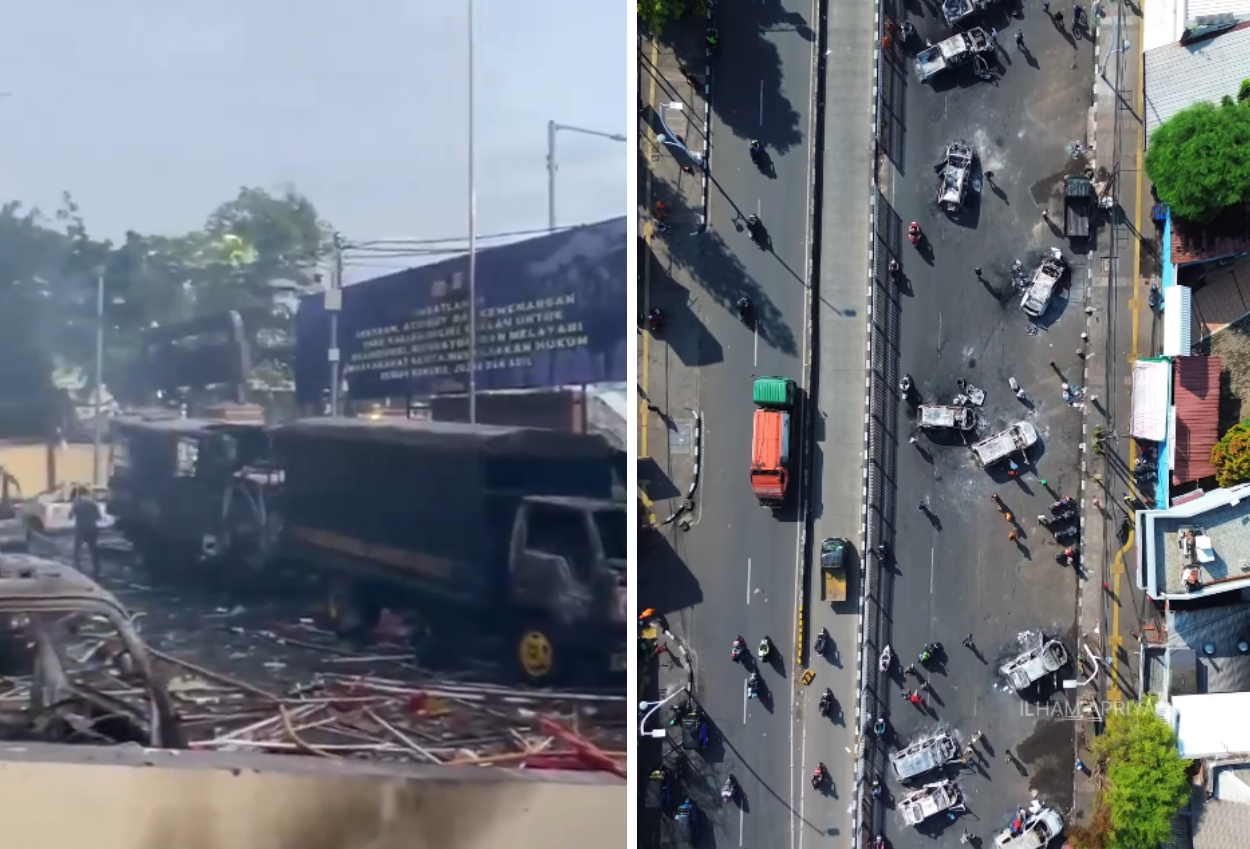 Kondisi terkini polres jakarta timur usai diamuk pendemo (1)