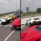 Lamborghini kecelakaan di tol kunciran, tabrak guardrail hingga ringsek