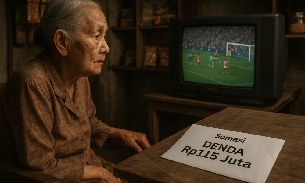 Lansia di klaten kena somasi usai setel liga inggris di tempat usahanya, didenda rp115 juta
