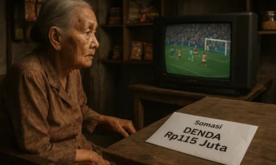 Lansia di klaten kena somasi usai setel liga inggris di tempat usahanya, didenda rp115 juta