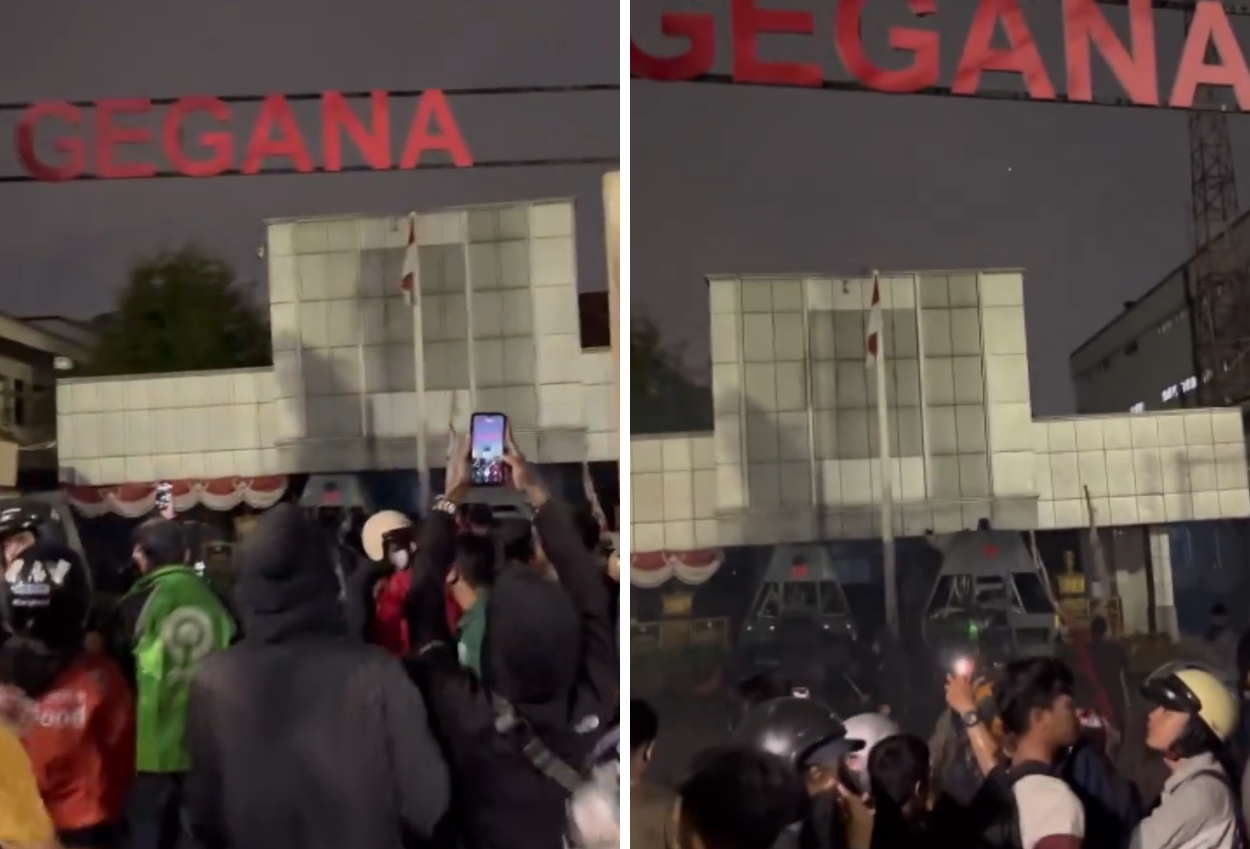 Markas gegana di jakpus dijarah pendemo