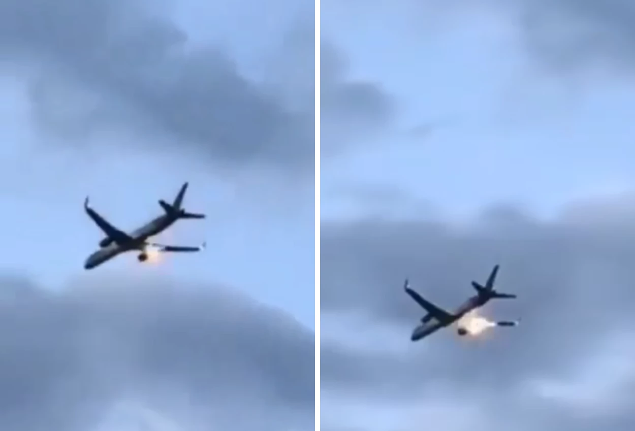 Ngeri! pesawat boeing terbakar di udara, bawa 273 penumpang