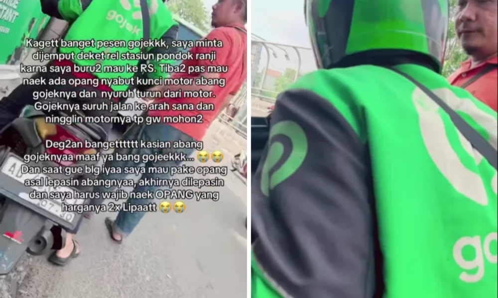 Opang di pondok ranji larang ojol angkut penumpang, kunci dicabut paksa