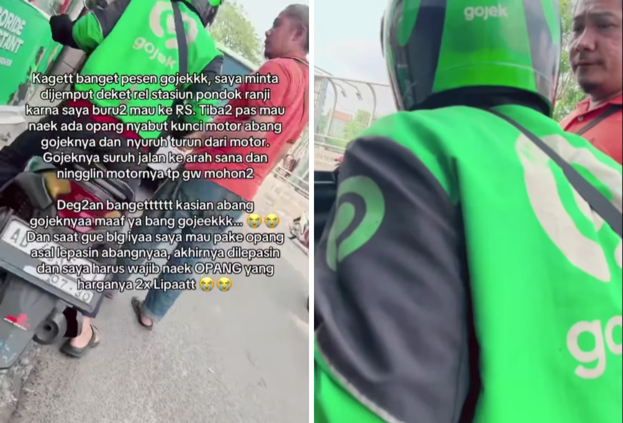 Opang di pondok ranji larang ojol angkut penumpang, kunci dicabut paksa