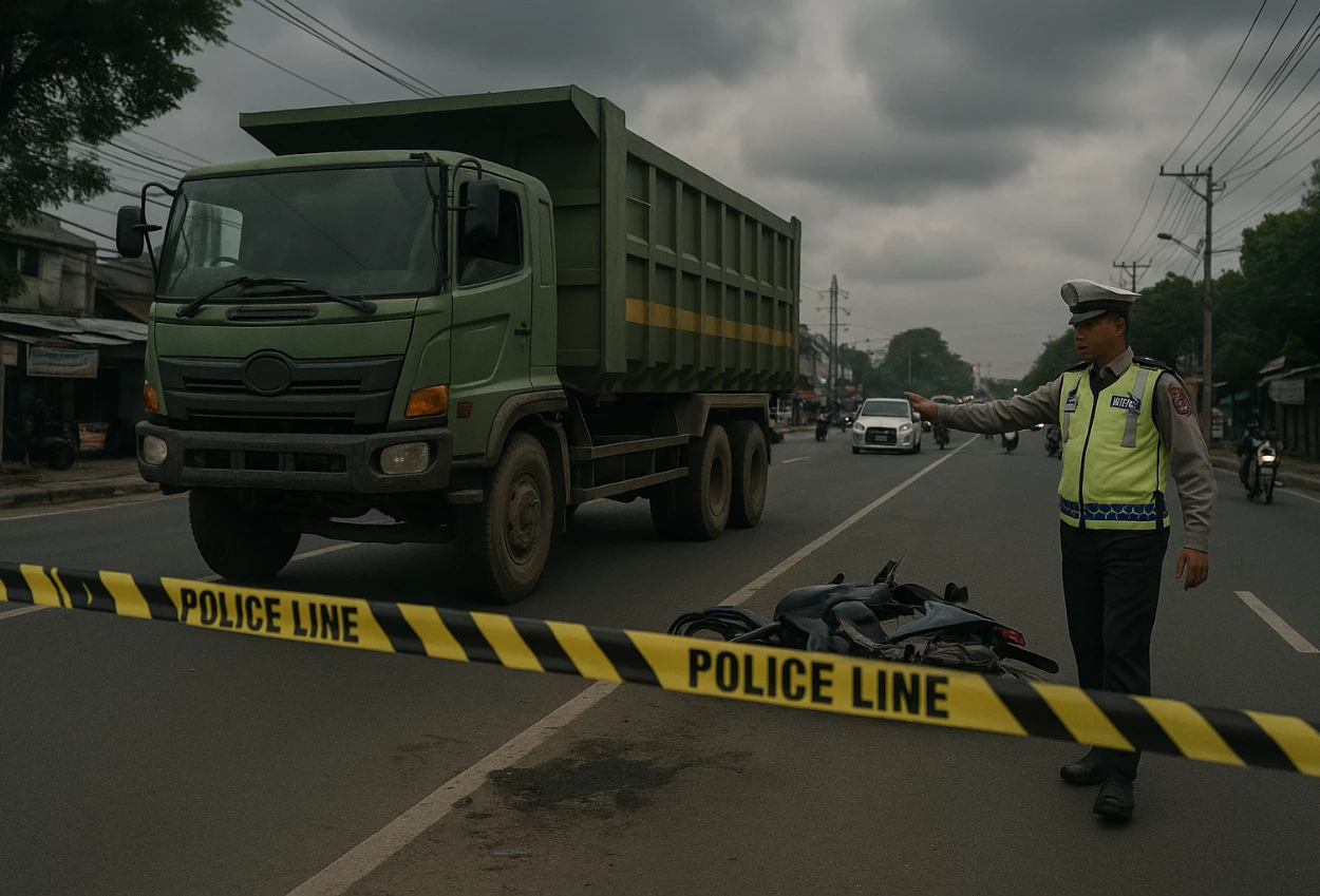 Pemotor tewas tertabrak truk yang kebut kebutan di pamulang