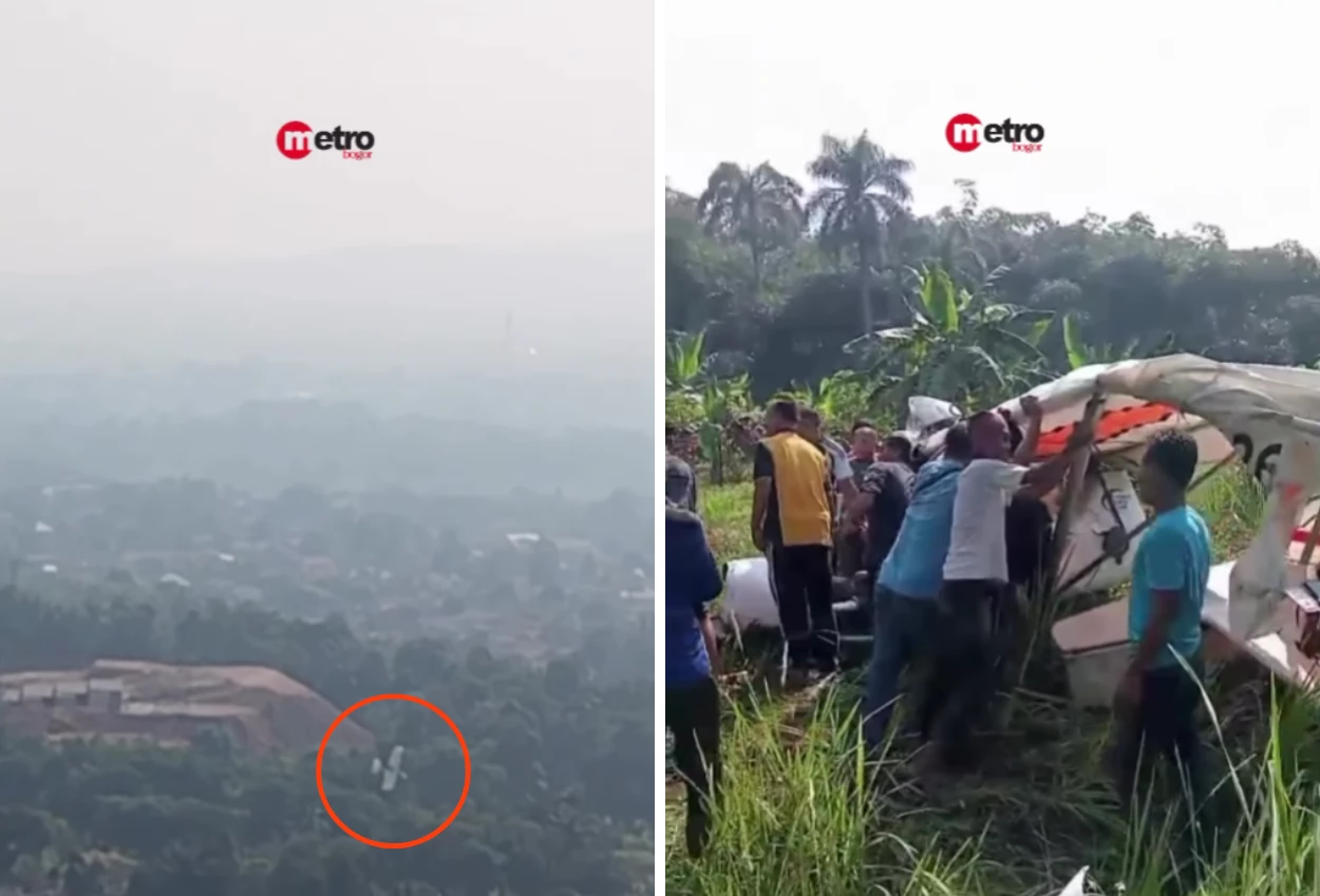 Pesawat latih jatuh di ciampea bogor, 1 orang tewas
