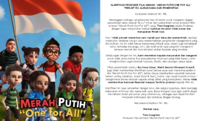 Produser film merah putih one for all bantah terima dana rp6,7 m dari pemerintah itu fitnah keji