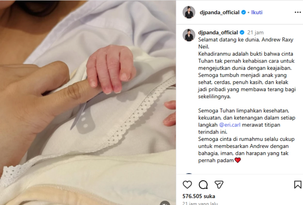 Sambut kelahiran anak erika carlina, dj panda beri pesan ini...