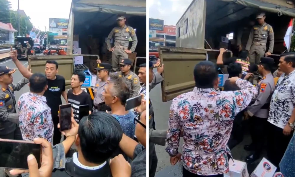 Satpol pp dan bupati pati bubarkan aksi donasi jelang demo tolak kenaikan pbb