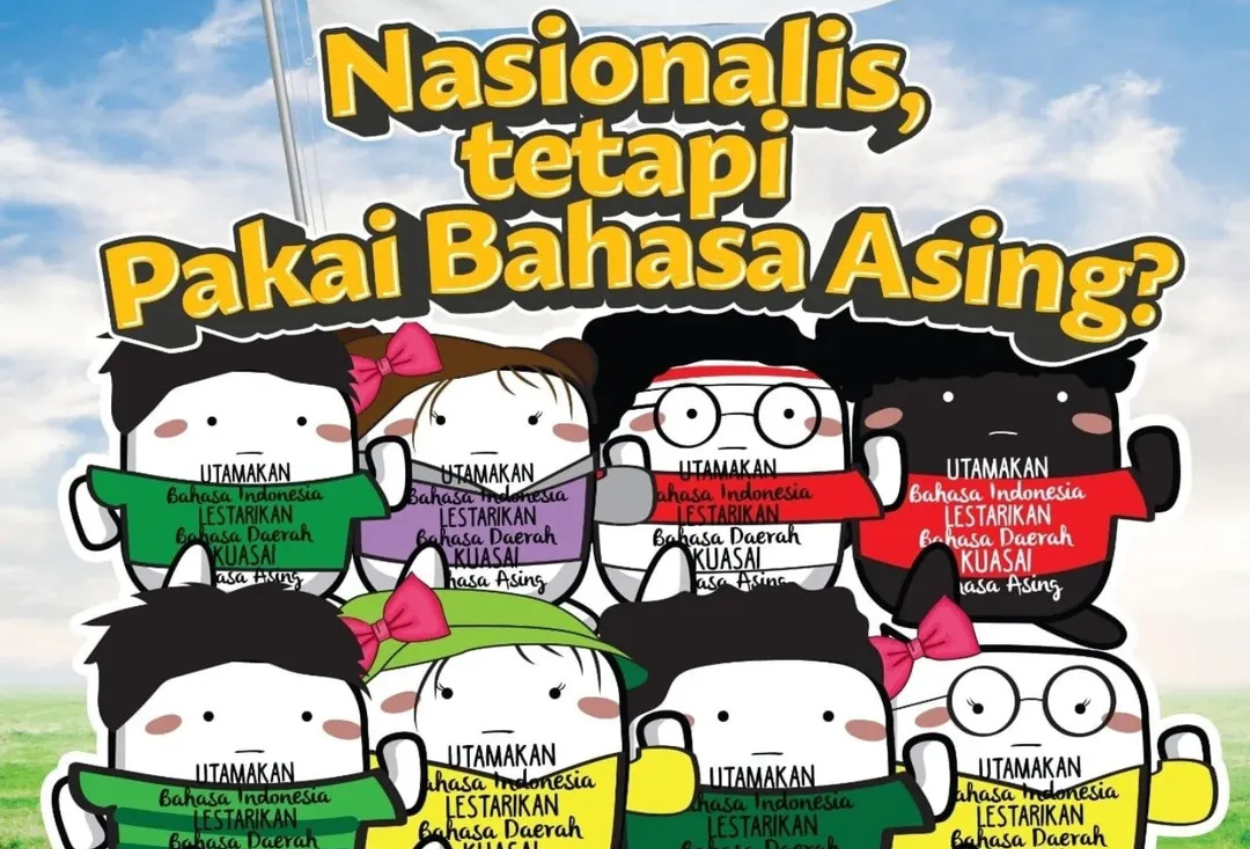 Sentil film merah putih one for all, badan bahasa nasionalis tetepi pakai bahasa asing