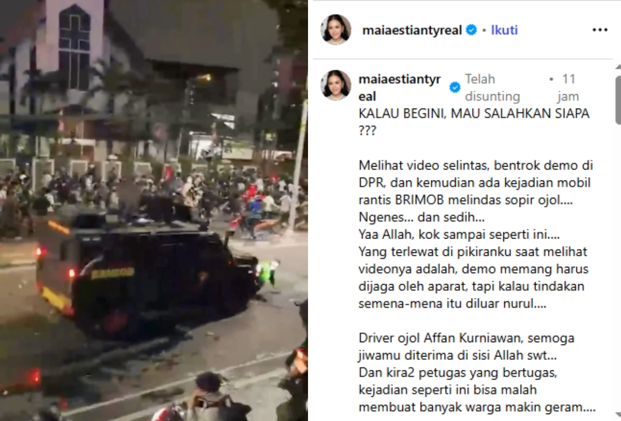 Tanggapi insiden driver ojol dilindas brimob, maia estianty ngenes dan sedih
