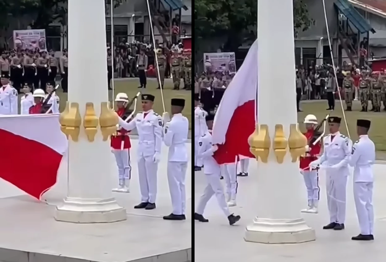 Viral paskibraka di mamasa menangis usai bendera merah putih terbalik saat hut ri ke 80