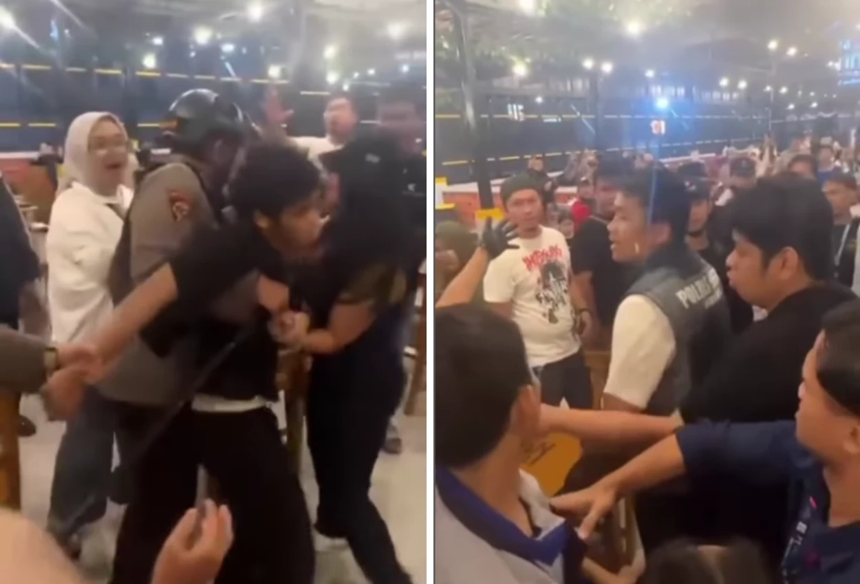 Viral! pendemo masuk mie gacoan karena dicecar polisi, pengunjung dan karyawan kompak lindungi
