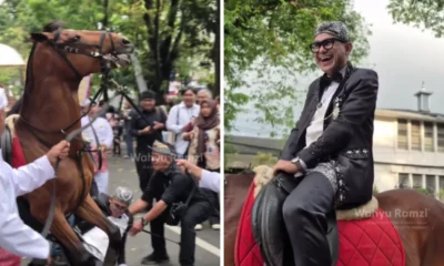 Wabup cianjur, ramzi terjatuh dari kuda saat rayakan kirab budaya hut jabar