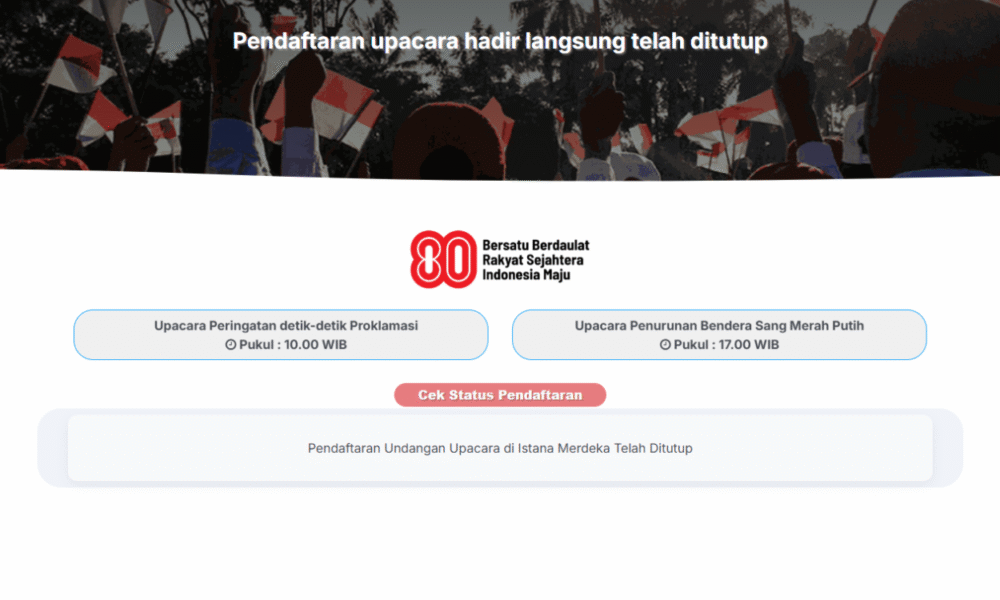 War tiket upacara hut ri di istana tembus 142 ribu pendaftar di hari pertama penambahan kuota