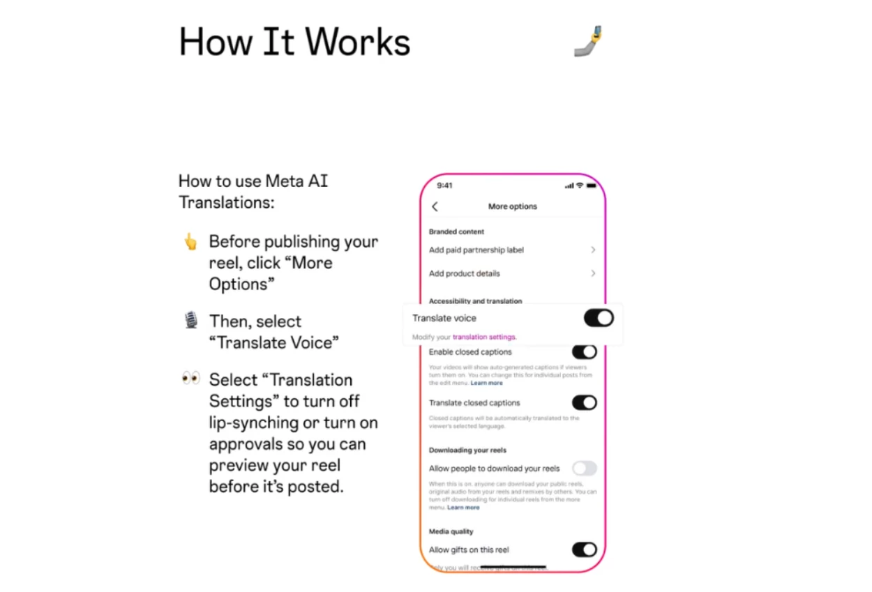 Wow! pengguna reels instagram kini bisa dubbing pakai meta ai translation