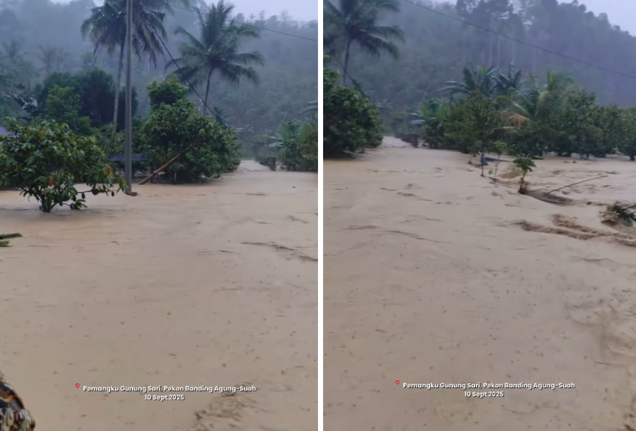 Banjir bandang di lampung barat 5 rumah hanyut, ratusan warga mengungsi tengah malam