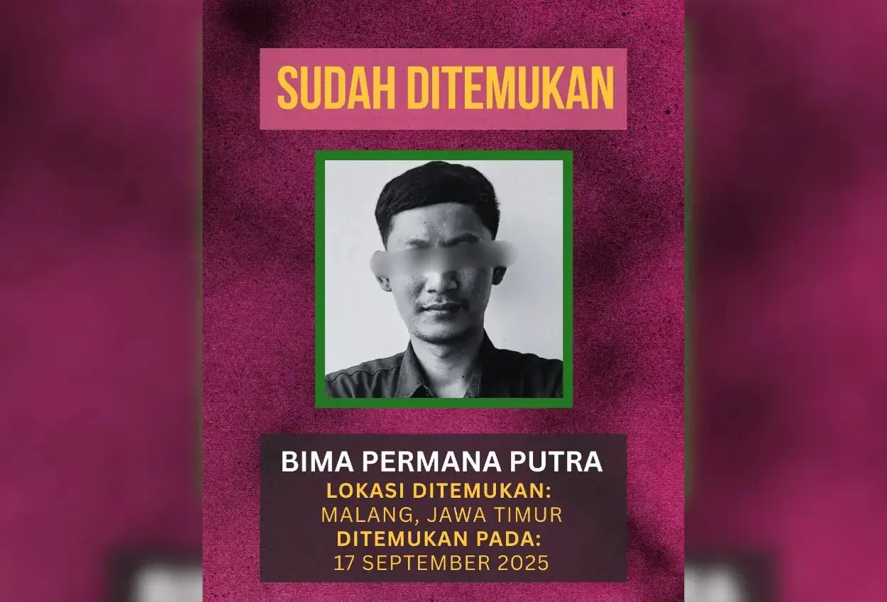 Bima permana putra ditemukan polisi di malang setelah dilaporkan hilang saat demo