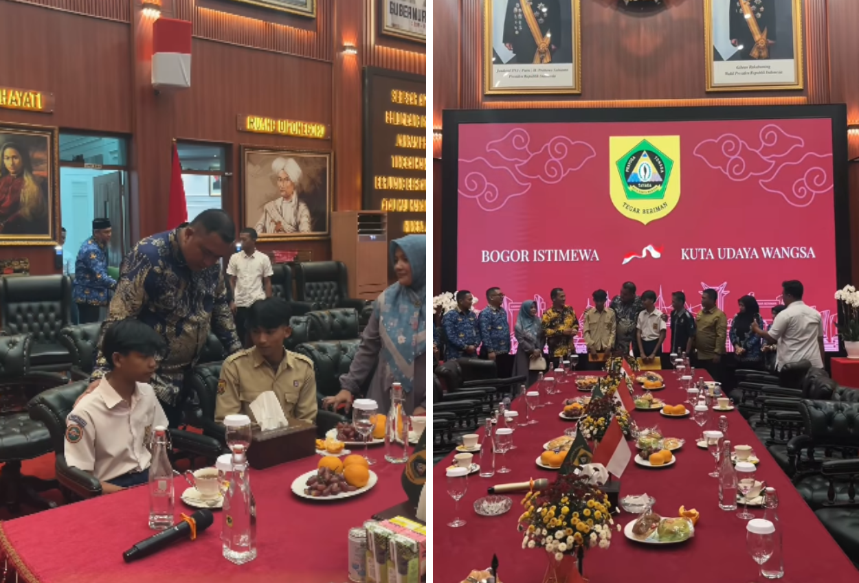 Bupati bogor temui kakak adik yang bergantian pakai seragam sekolah karena kesulitan ekonomi