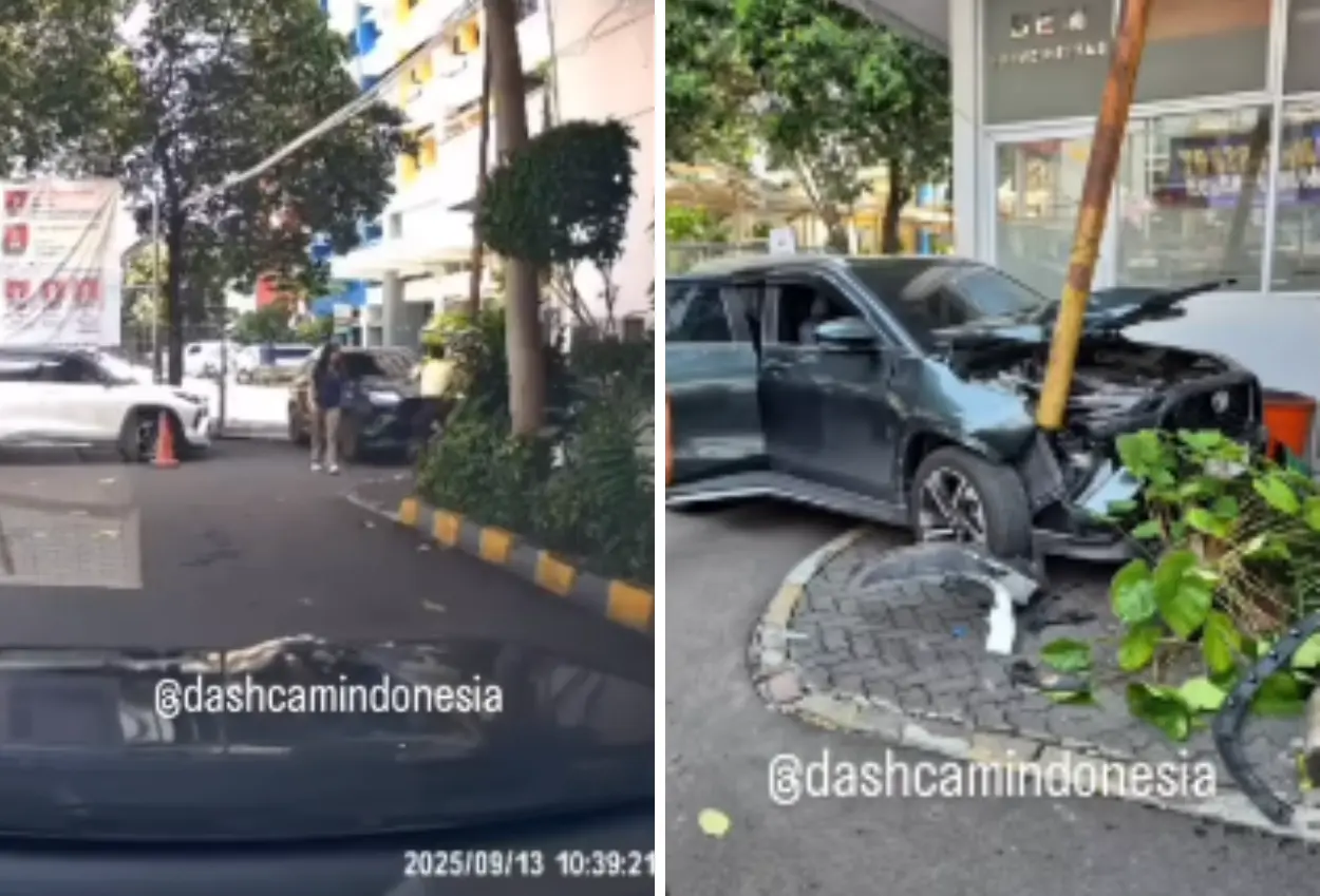 Detik detik satpam di jakbar dihantam mobil hingga terpental