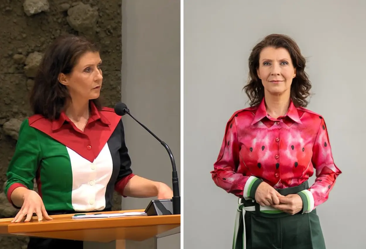 Dilarang pakai blouse bendera palestina, anggota dpr belanda ganti dengan kemeja motif semangka