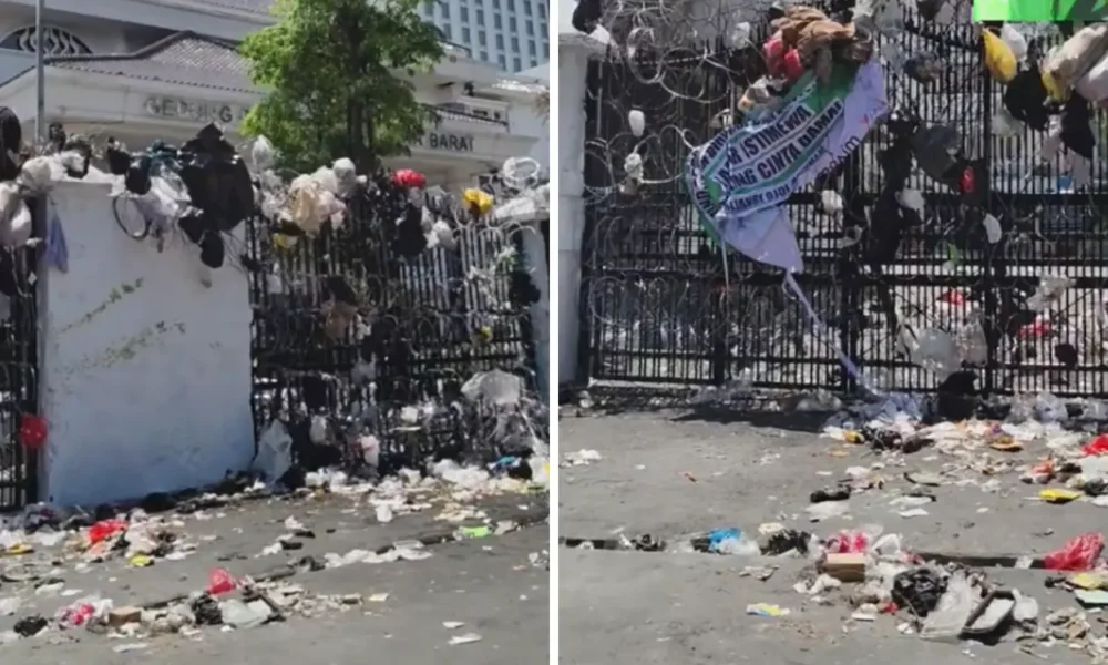 Enggan dengar aspirasi rakyat, gedung dprd jabar dilempari sampah
