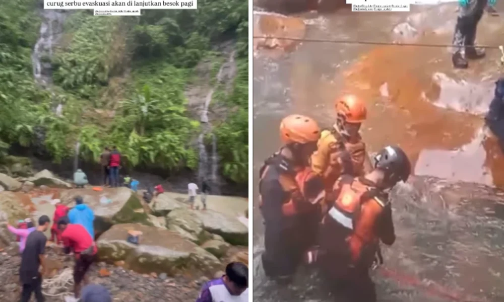 Geger! warga bogor temukan mayat pria di curug seribu bogor, kondisi terjepit batang pohon
