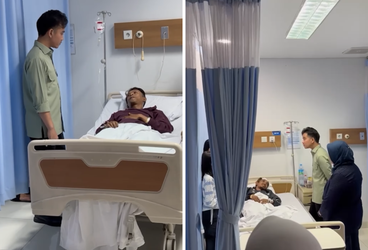 Gibran rakabuming jenguk massa aksi yang terluka saat demo