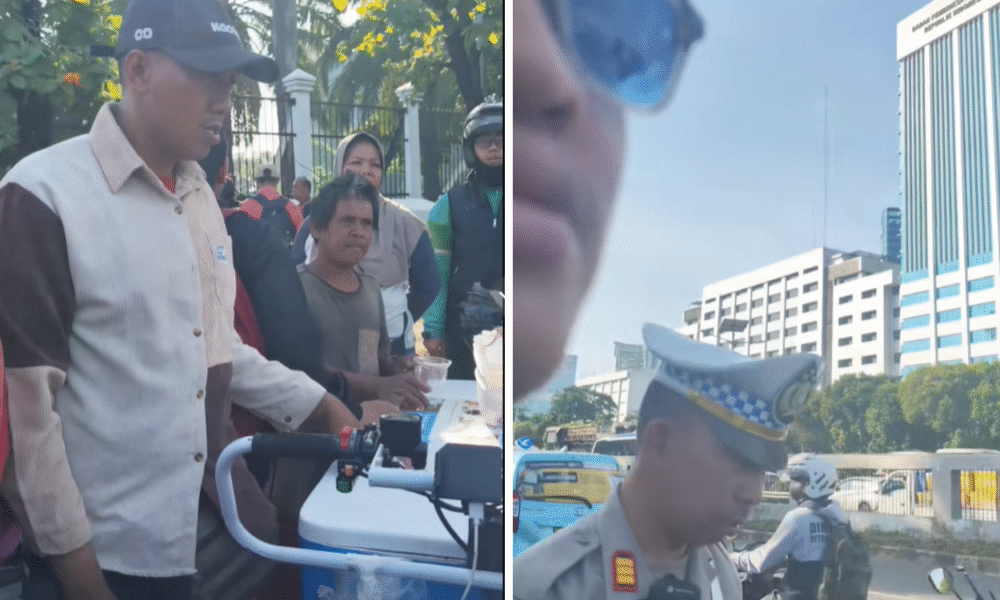 Hp pedagang hilang saat jualan di depan gedung dpr, polisi bukan urusan saya