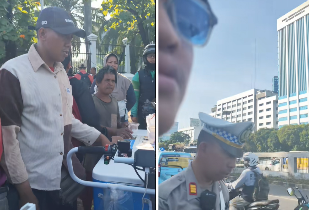 Hp pedagang hilang saat jualan di depan gedung dpr, polisi bukan urusan saya