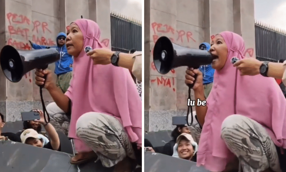 Ibu kerudung pink yang jadi simbol aksi protes diduga alami gangguan jiwa