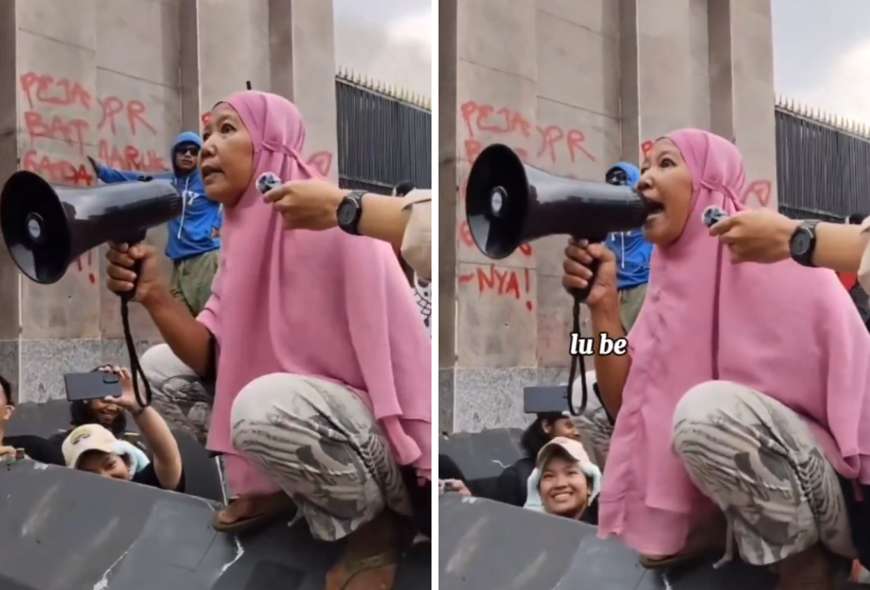 Ibu kerudung pink yang jadi simbol aksi protes diduga alami gangguan jiwa
