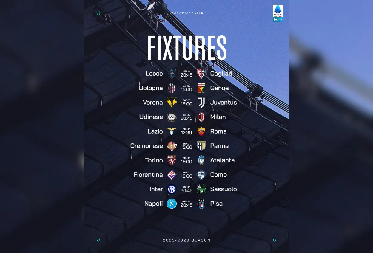 Jadwal lengkap liga italia pekan ini ada derby roma dan misi bangkit inter milan