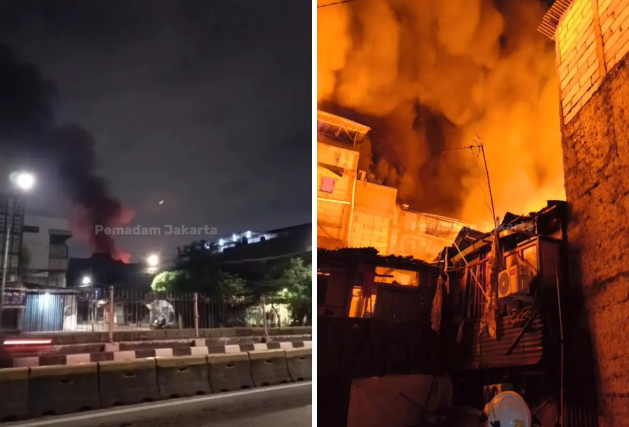 Kebakaran hanguskan permukiman di senen jakarta pusat, 100 personel damkar dikerahkan