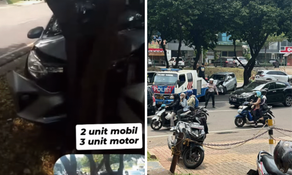 Kecelakaan beruntun di bintaro libatkan 2 mobil dan 3 motor