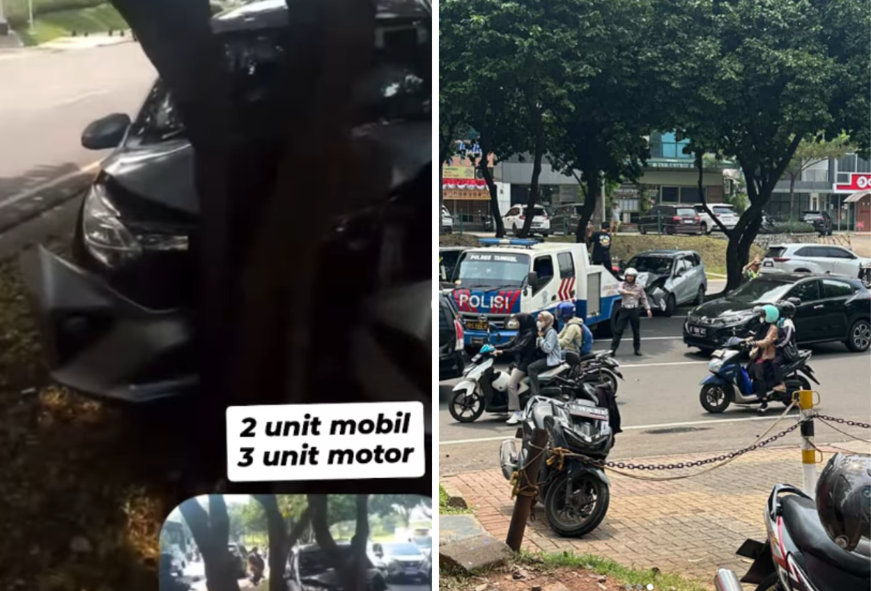 Kecelakaan beruntun di bintaro libatkan 2 mobil dan 3 motor