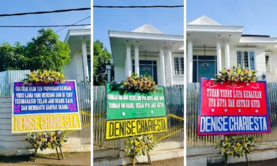 Kirim 3 karangan bunga ke rumah uya kuya, denise chariesta makasih telah jadi orang baik