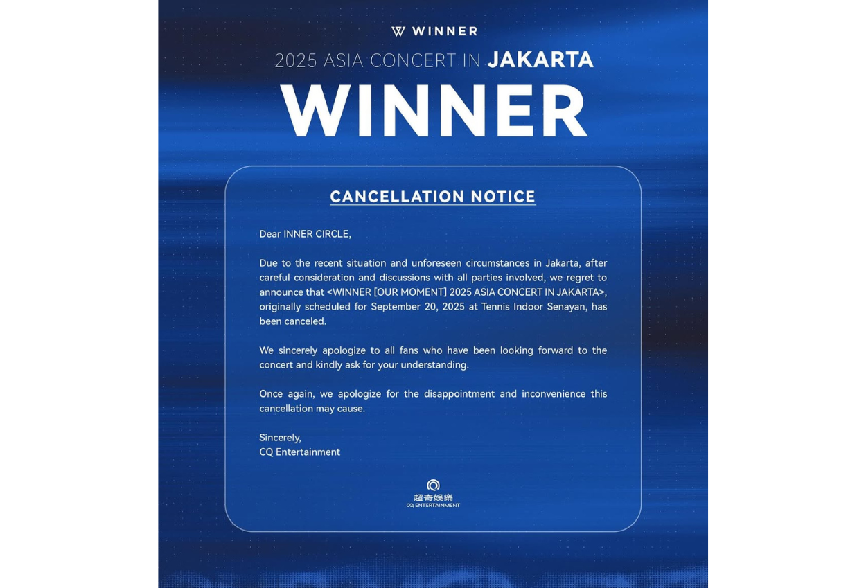 Konser winner di jakarta 20 september resmi dibatalkan