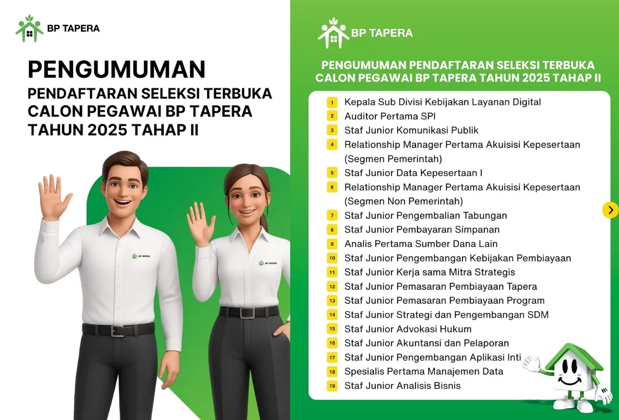 Lowongan kerja bp tapera dibuka, cek persyaratan dan cara daftarnya