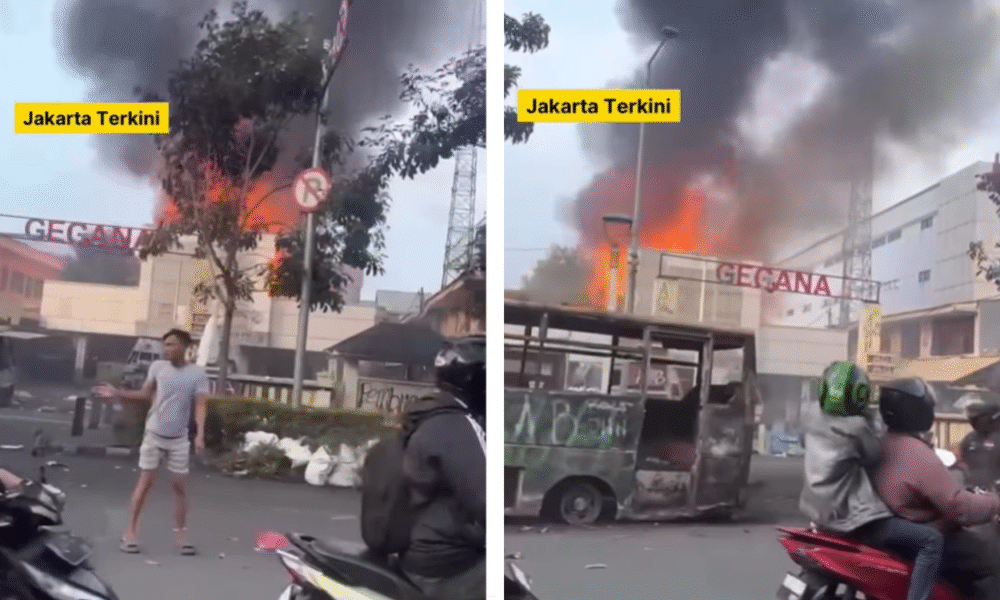 Markas gegana di kwitang terbakar, diduga karena puntung rokok