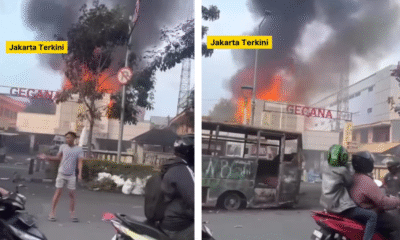 Markas gegana di kwitang terbakar, diduga karena puntung rokok