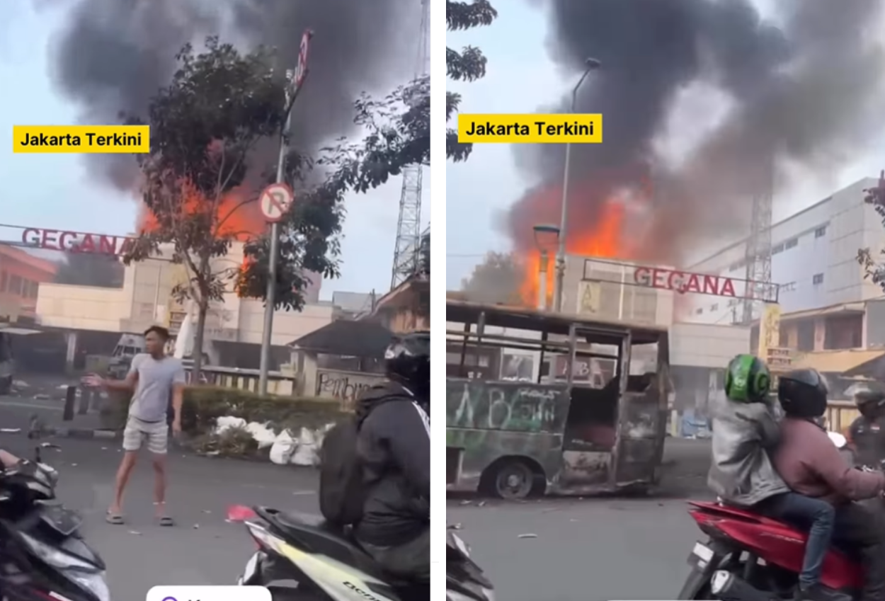 Markas gegana di kwitang terbakar, diduga karena puntung rokok