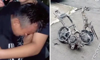 Momen satpam menangis saat motornya hangus dalam aksi demo di gedung sate