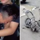 Momen satpam menangis saat motornya hangus dalam aksi demo di gedung sate