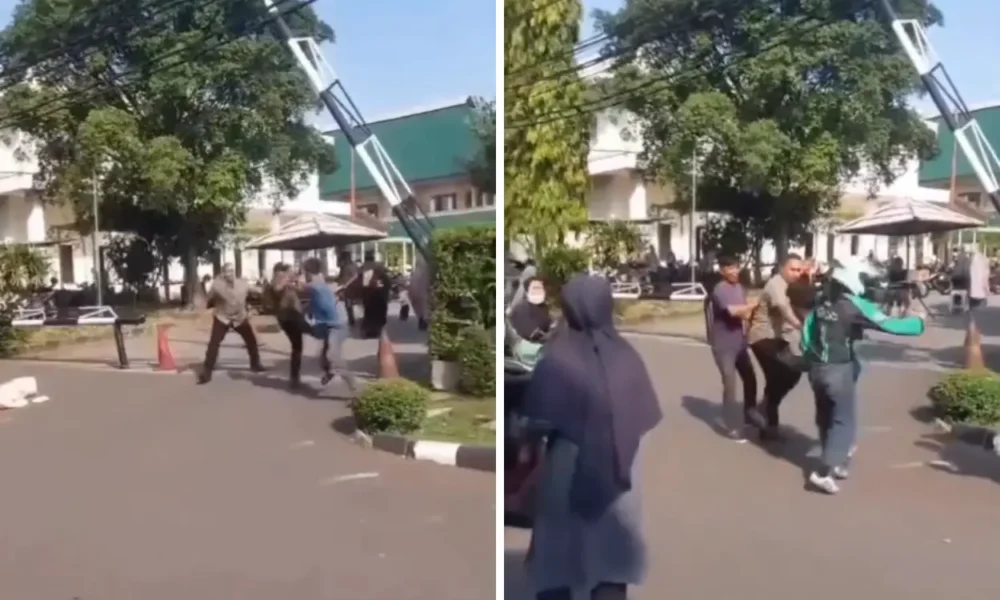 Pedagang kerupuk di tangsel ditendang satpam masjid hingga jatuh, dagangan berserakan