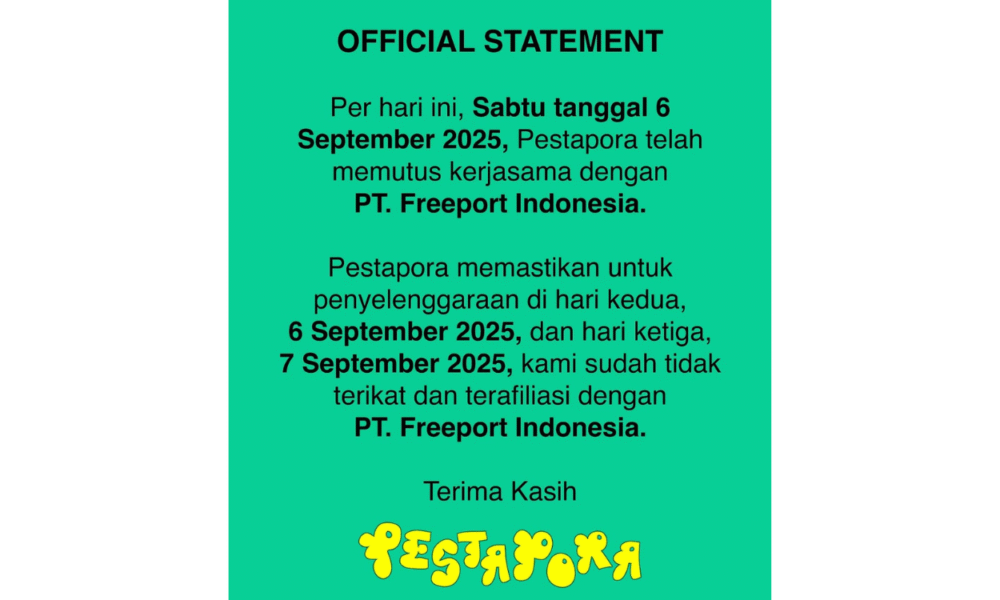 Pestapora putus kerja sama dengan pt freeport usai sejumlah musisi kompak undur diri